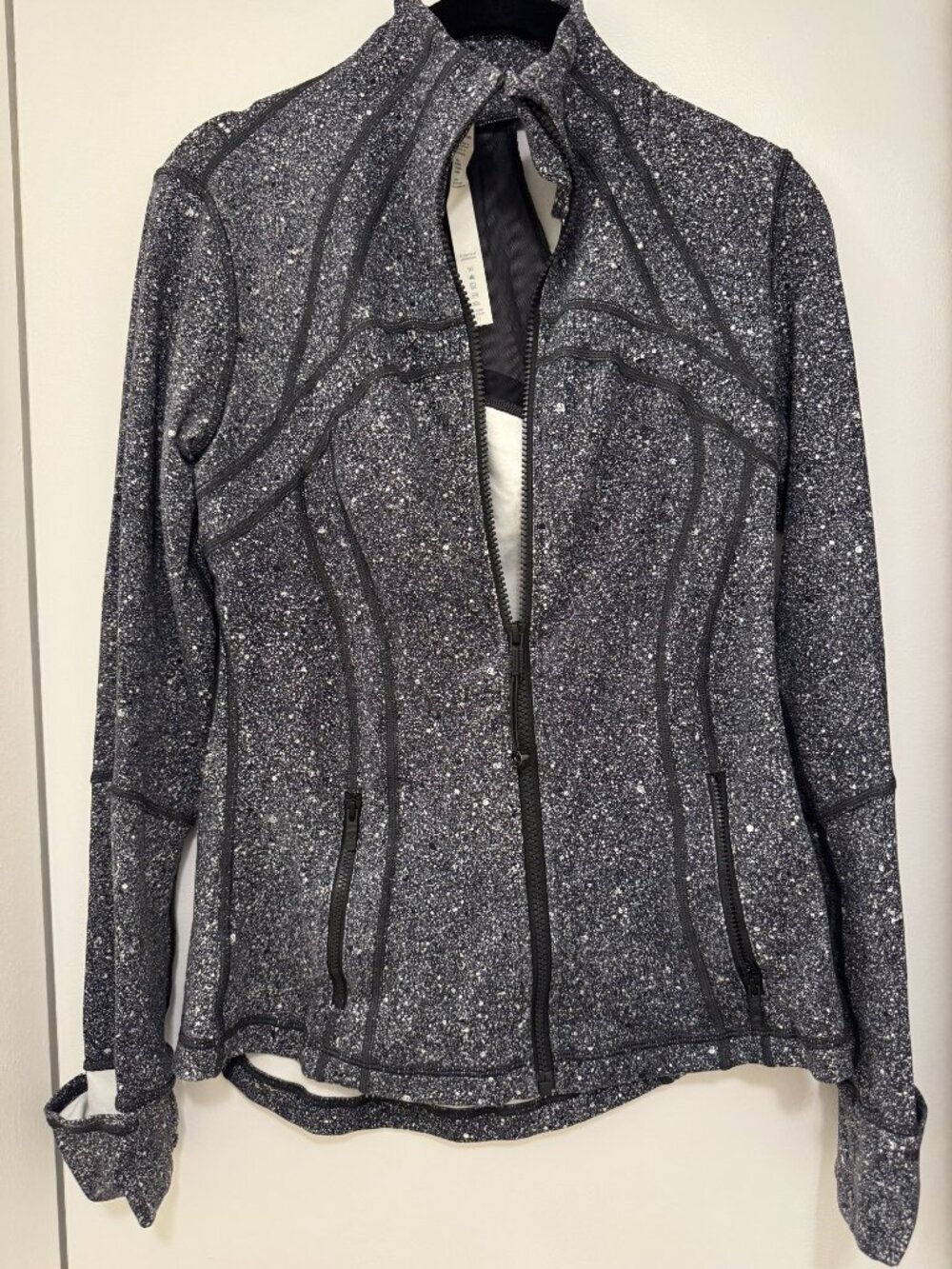 lululemon Define Jacket Black White Speckled Full Zip Size 8